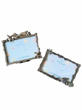 Set of 2 Sunflower Designs Pewter Coastal Sea Life Picture Frames 6X4